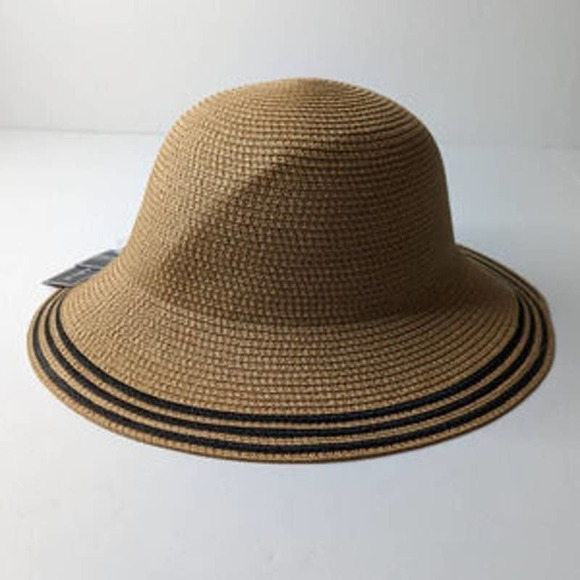 New Magid Hats Brown Black UPF 50+ Striped Straw Sun Hat One Size main image 4